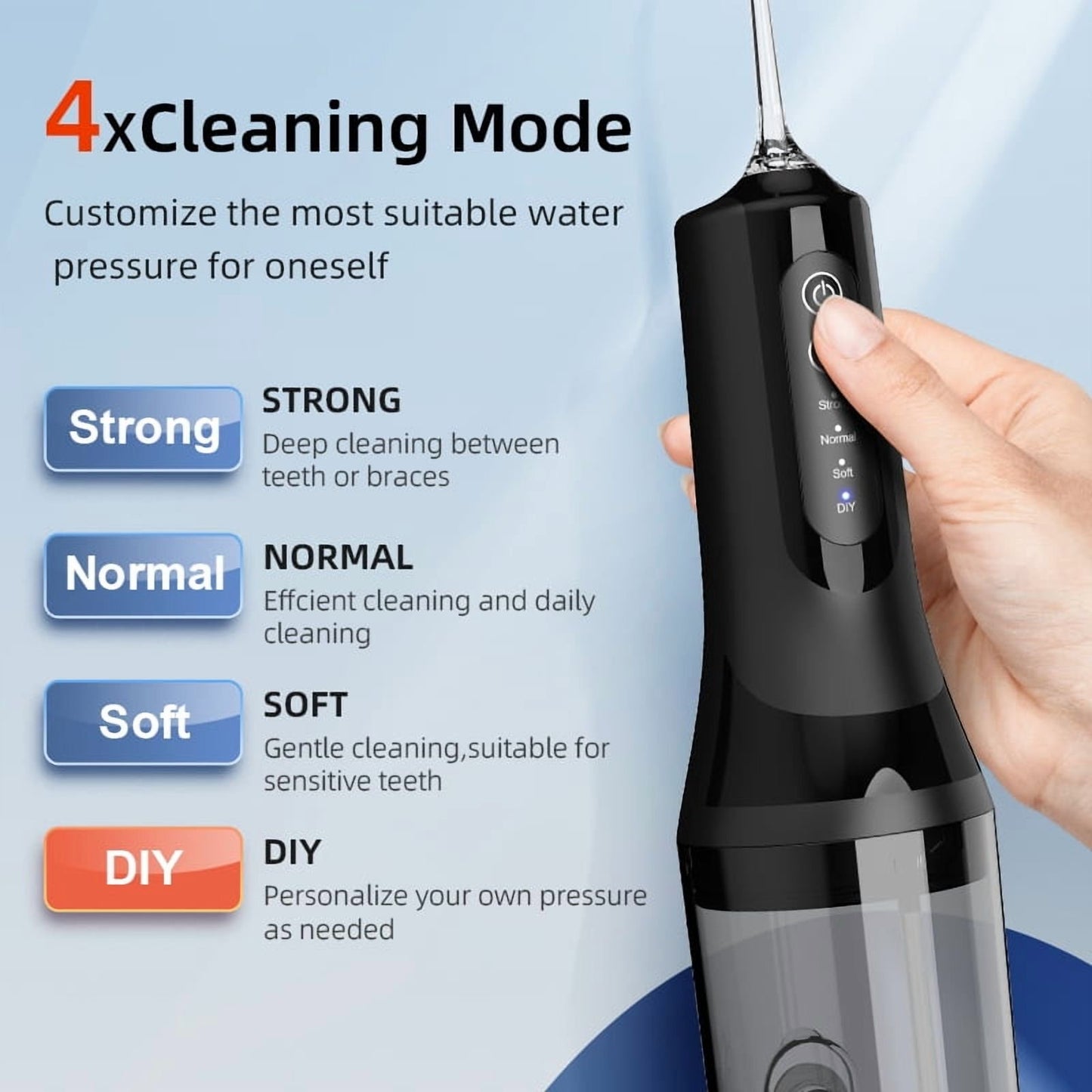 Water Flosser Teeth Cleaner, 4 Modes Rechargeable Portable Cordless Oral Irrigator 260ML Electric Dentel Flossers With DIY Strength, IPX7 Waterproof Travel Flossing Cleaning Picks for Home