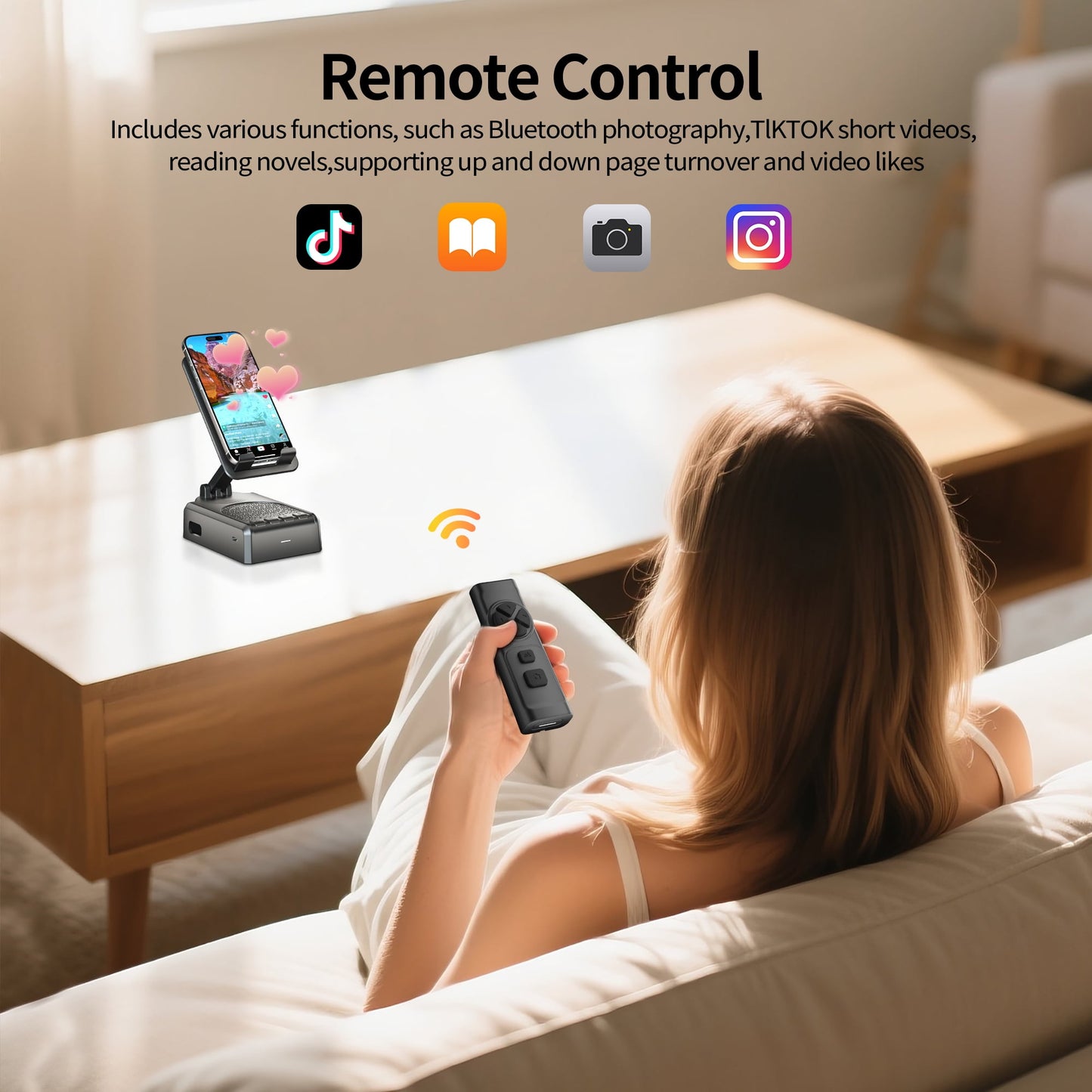 Dermaxgen inc Birthday Gifts for Women Men Portable Bluetooth Speaker Phone Stand with Video Scrolling Remote, Wireless Foldable Induction Audio Amplifier with Mic