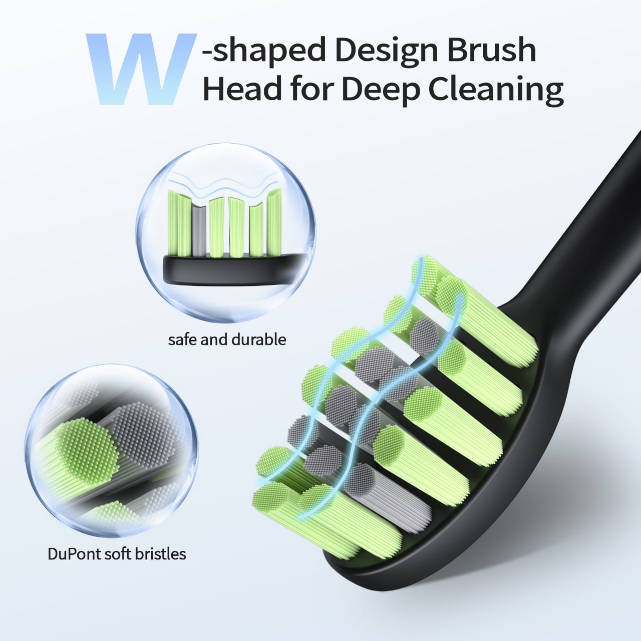 Dermaxgen inc Sonic Electric Toothbrush for Adults, Rechargeable Travel Tooth Brush with 6 Brush Heads, 42000 VPM Deep Clean 4 Modes 120-Day Battery, Black