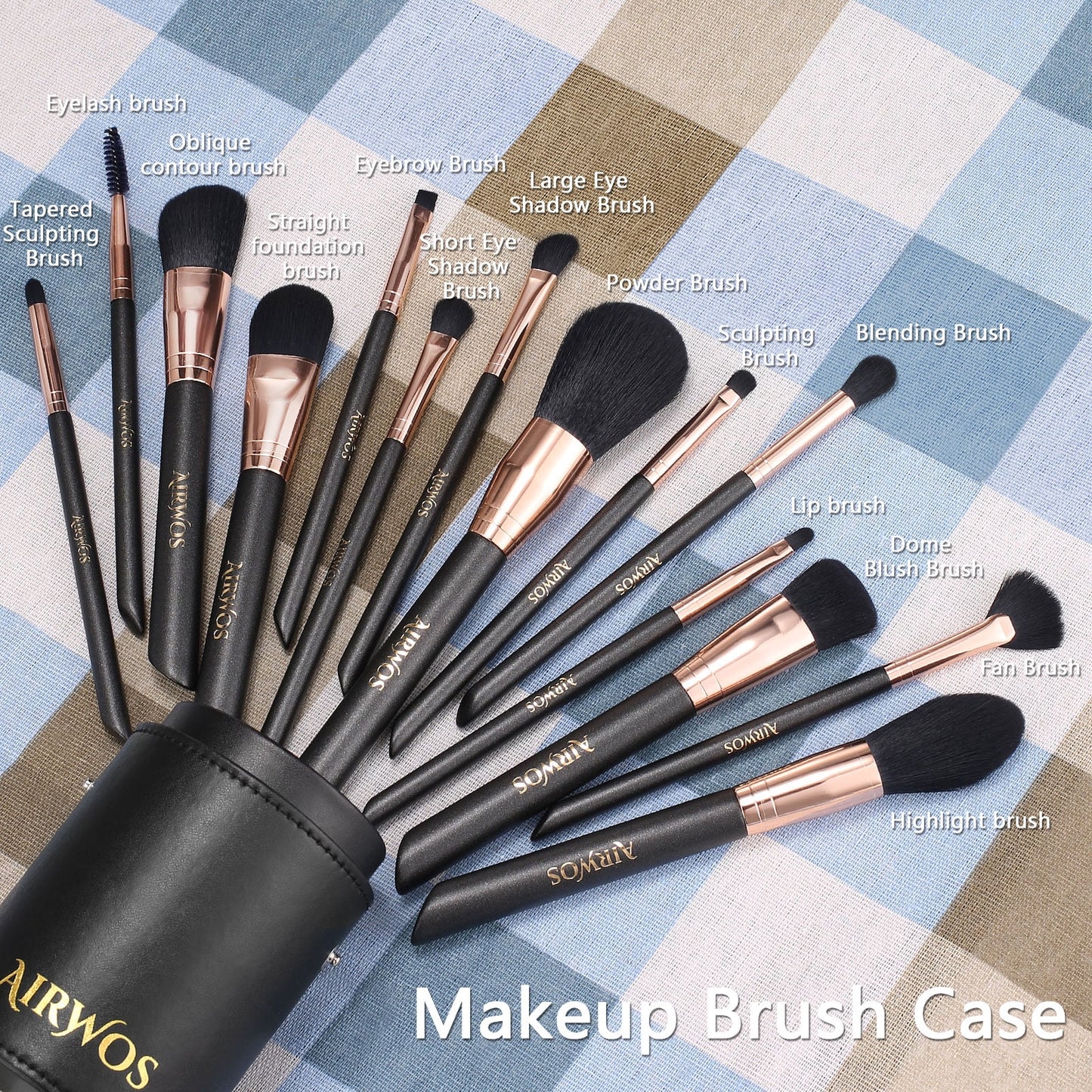 Dermaxgen inc AIRWOS® Makeup Brushes Set Professional 14Pcs Makeup Brushes Pearl Flash Handles Premium Synthetic Foundation Face Powder Brush Blending Eyeshadow Concealers Makeup Brushes MakeUp Brushes with Case