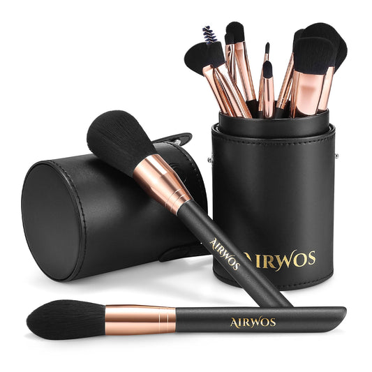 Dermaxgen inc AIRWOS® Makeup Brushes Set Professional 14Pcs Makeup Brushes Pearl Flash Handles Premium Synthetic Foundation Face Powder Brush Blending Eyeshadow Concealers Makeup Brushes MakeUp Brushes with Case