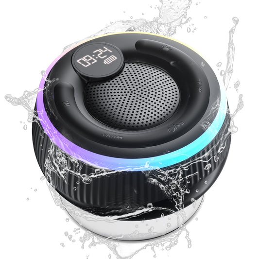 WeurGhy Shower Bluetooth Speaker Portable, Waterproof Wireless Speakers with shower speaker with Suction Cup, LED Lights, Display Screen, Suitable for Home, Party, Outdoor, Gift Ideas