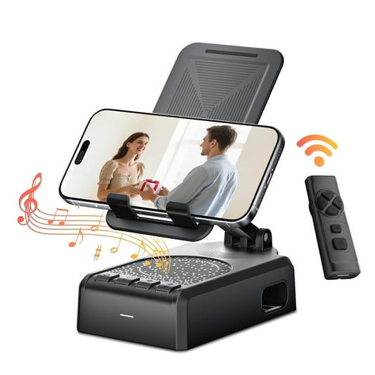 Dermaxgen inc Birthday Gifts for Women Men Portable Bluetooth Speaker Phone Stand with Video Scrolling Remote, Wireless Foldable Induction Audio Amplifier with Mic