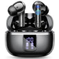 Dermaxgen inc Wireless Bluetooth Earbuds, Noise Cancelling Headphones with Deep Bass Stereo, 38H Playtime, LED Display, Waterproof in Ear Buds Earphone with Mic for iPhone Android Sports Workout, Black